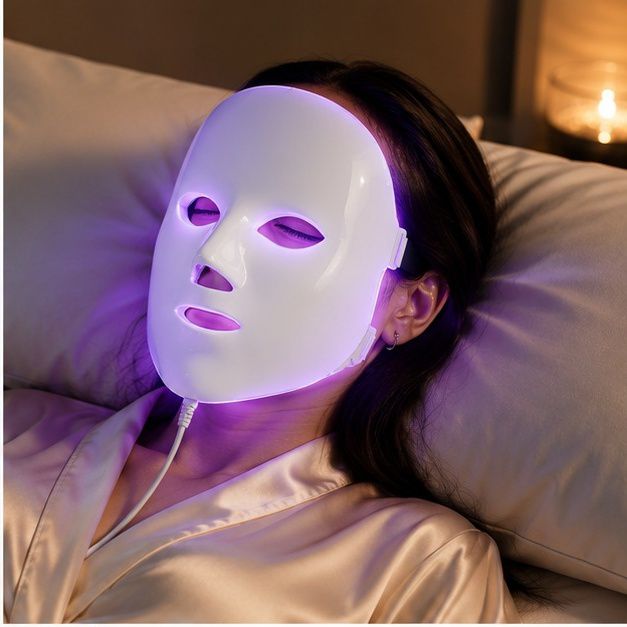 NEBULIX Glow Mask in use, woman relaxing with LED therapy