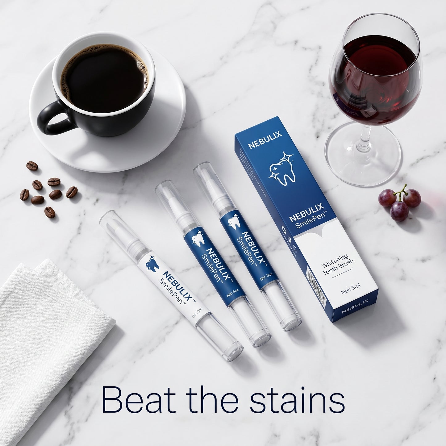 NEBULIX SmilePen lifestyle flat lay
